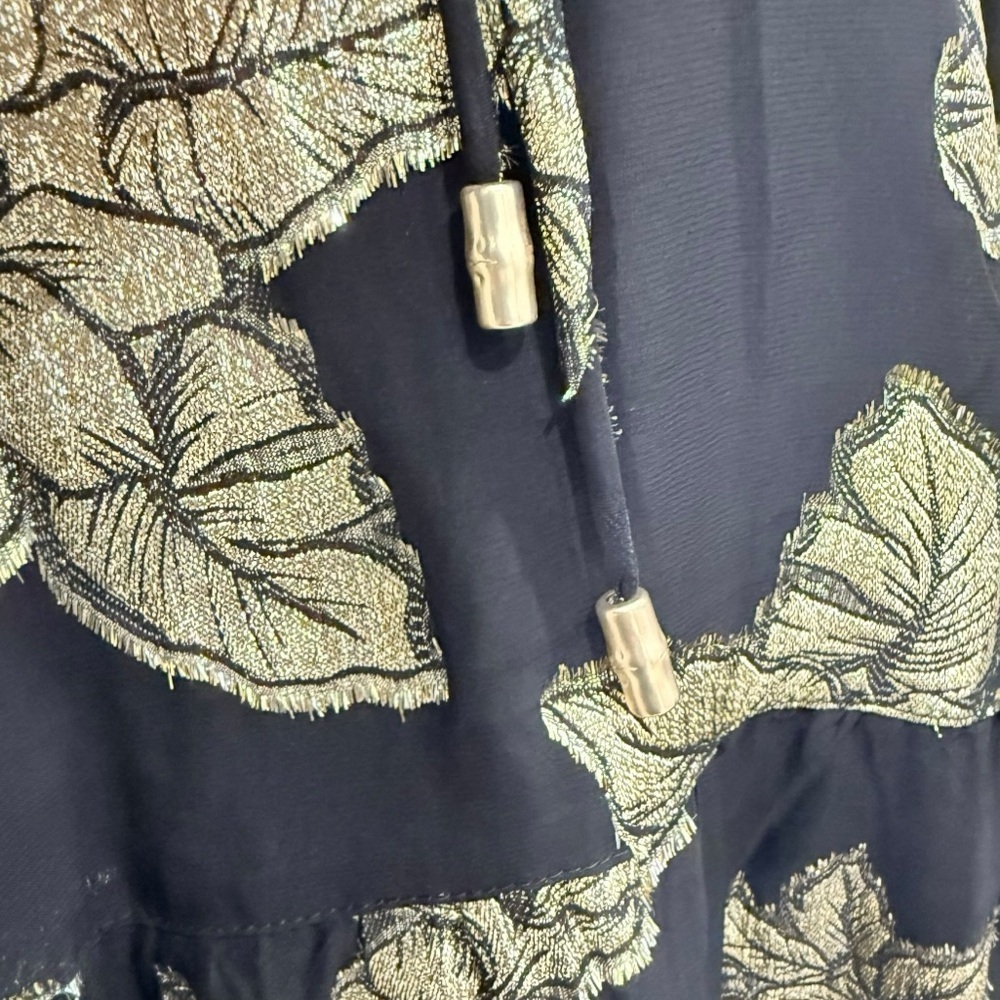 Tommy Bahama Shimmering Shores Long Sleeve Tiered Shift Dress Black Gold NWT - Picture 6 of 16